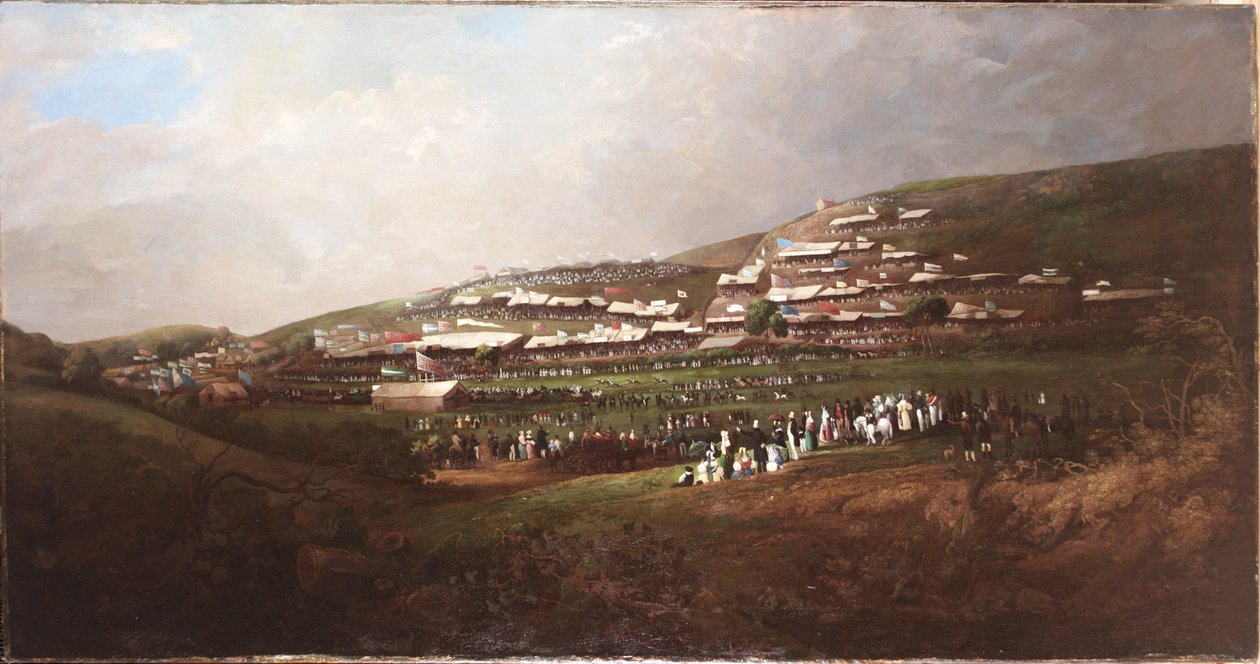 Sunderland, Corridas em Tunstall Hope, c.1835-40 (óleo sobre tela) de English School