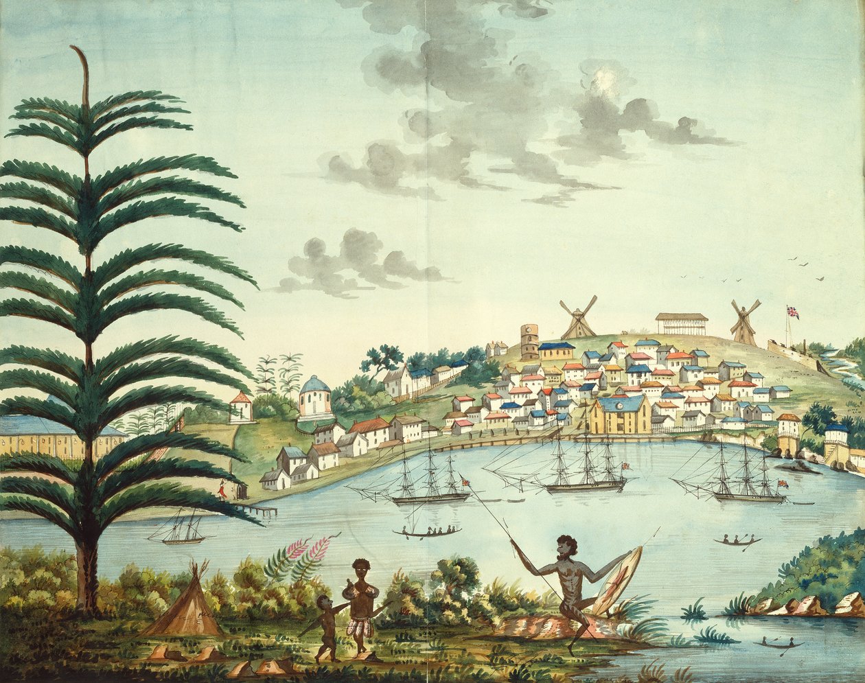 Sydney Cove and Town, c.1806 (aquarela) de English School