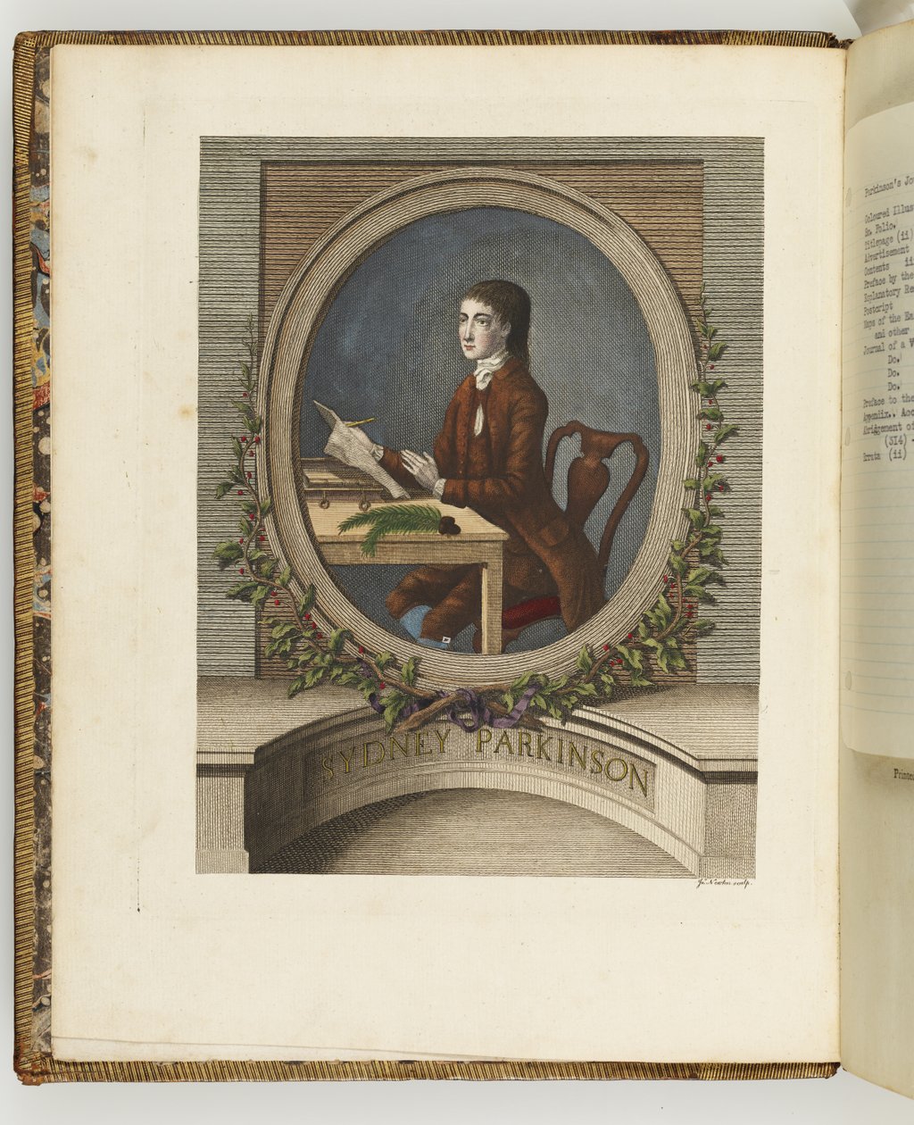 Sydney Parkinson, ilustração do "Diário de uma viagem aos Mares do Sul: no navio de Sua Majestade, o Endeavour". de English School