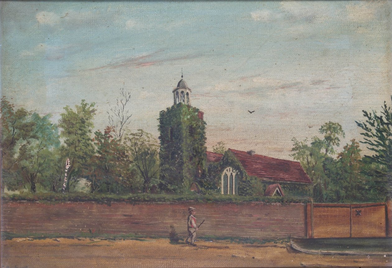 Teddington Church Middlesex, c.1900 (óleo sobre tela) de English School