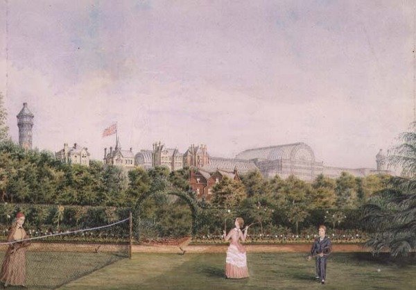 Ténis no Crystal Palace (aguarela elevada com branco) de English School