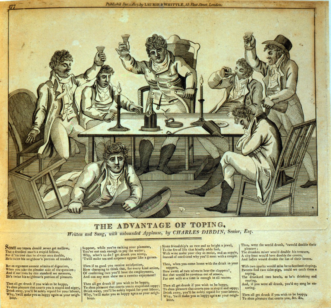 A Vantagem de Toping, Escrita e Cantada por Charles Dibdin (1745-1814), pub. por Laurie & Whittle, 1807 de English School