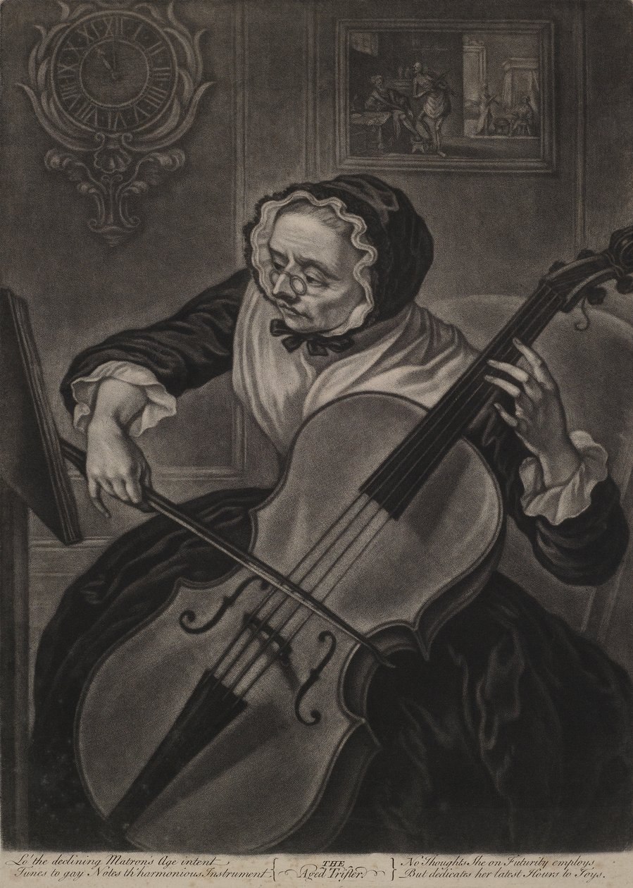 O Trifler Envelhecido, c.1750 (mezzotint) de English School