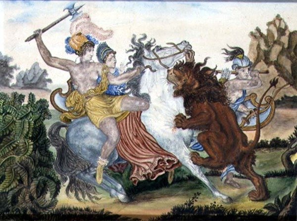 The Amazons, c.1830 (guache sobre papel) de English School