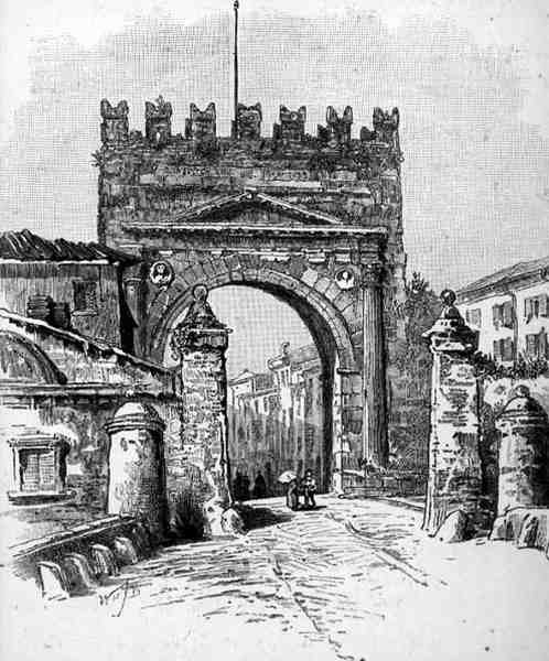 O Arco de Augusto, Rimini, Itália, de 