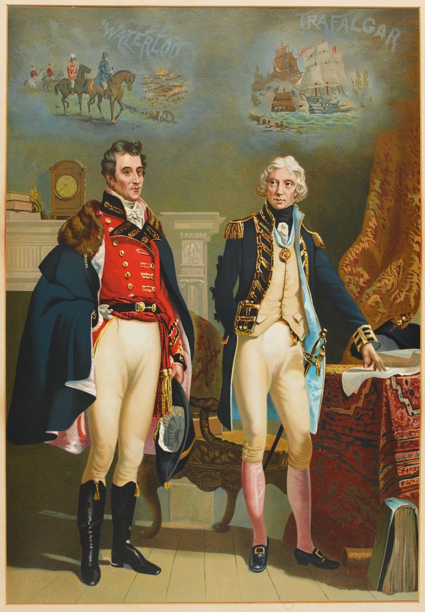 O Exército e a Marinha representando a única entrevista entre os Grandes Comandantes, Wellington (1769-1852) e Nelson (1758-1805) c.1890 de English School