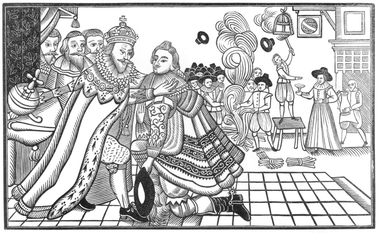 A chegada de Sua Majestade Charles (1600-49) Príncipe de Gales na Corte Espanhola, 1623 de English School