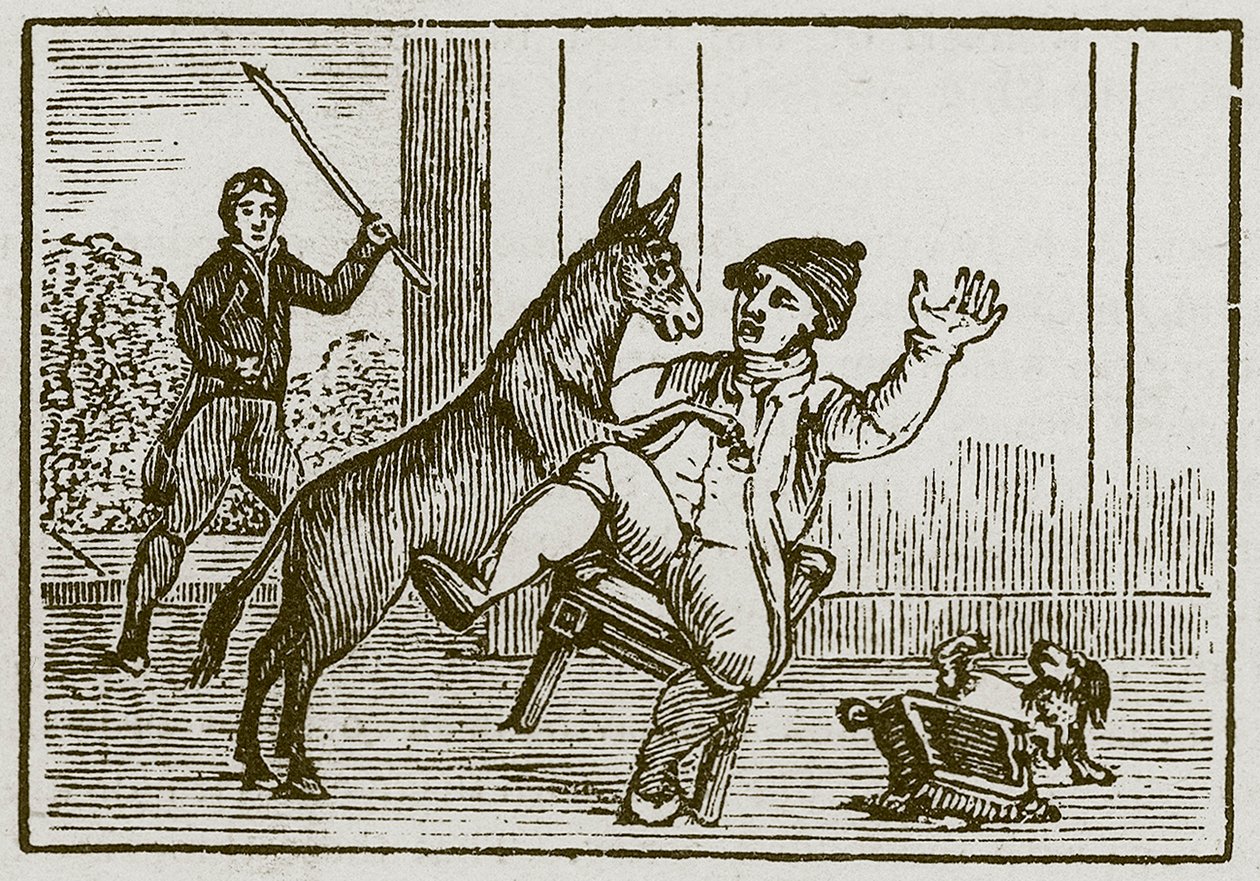 O Asno e o Cãozinho (gravura) de English School