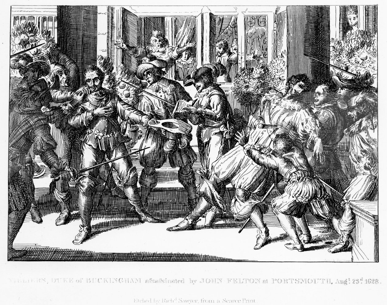 O Assassinato de George Villiers, 1º Duque de Buckingham, c.1822 de English School