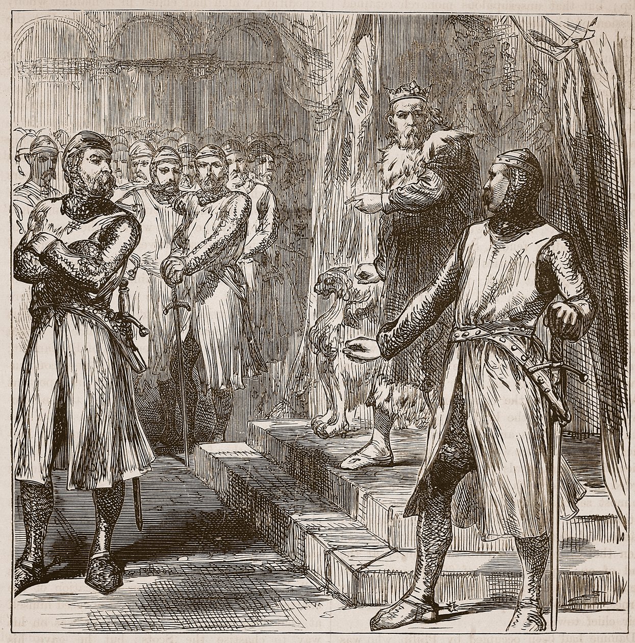 Os barões se revoltam contra o rei, ilustração da história ilustrada de Cassells da Inglaterra (foto sépia) de English School
