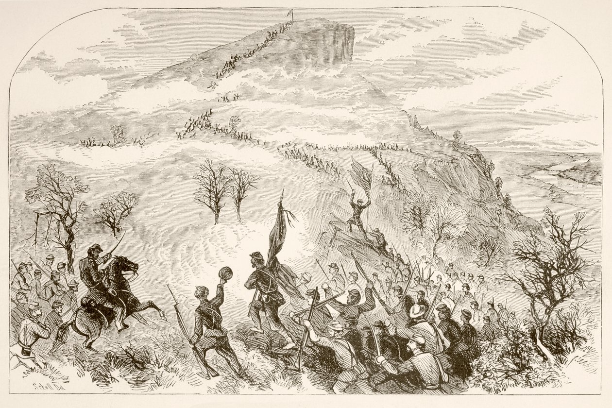 A Batalha de Lookout Mountain (litografia) de English School