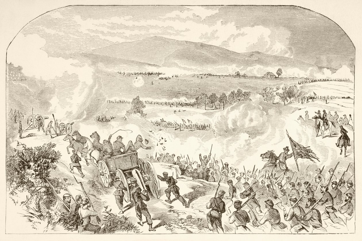 A Batalha de Malvern Hill (litografia) de English School
