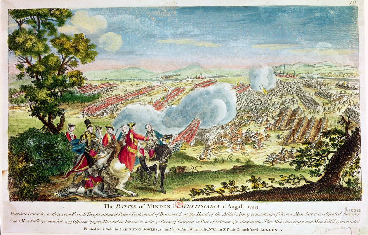 A Batalha de Minden na Westphalia em 1759 de English School