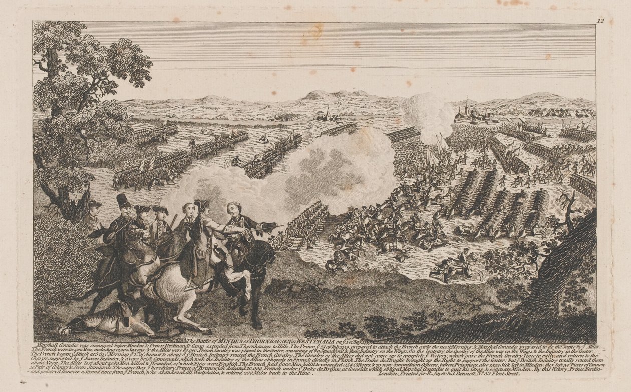  A batalha de Minden ou Thornhausen, na Vestfália, em 1º de agosto de 1759 de English School