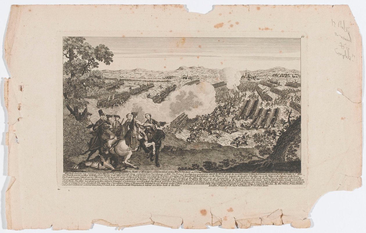  A Batalha de Minden ou Thornhausen em Westphalia em 1 ° de agosto de 1759 de English School