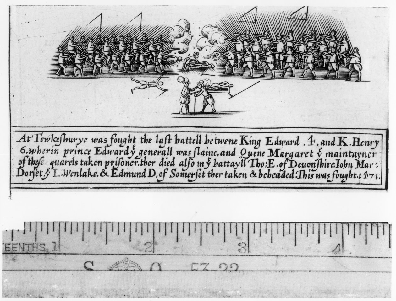 A batalha de Tewkesbury lutou entre o rei Edward IV (1442-83) e o príncipe Eduardo (1453-71) em 1471 de English School