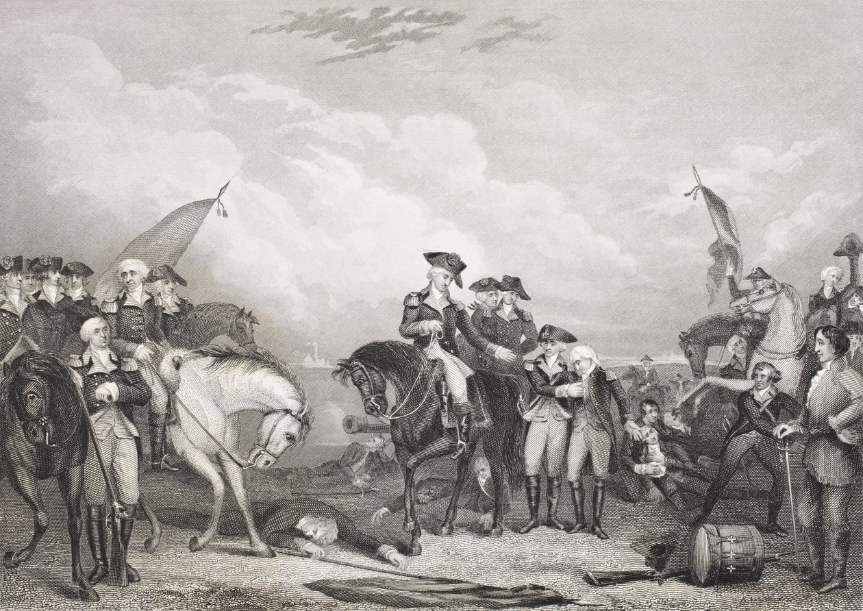 A Batalha de Trenton, 26 de dezembro de 1776, da &39;Galeria de Retratos Históricos&39;, publicada em 1880 de English School