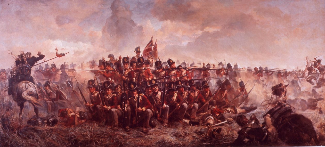 A Batalha de Waterloo (cor litho) de English School