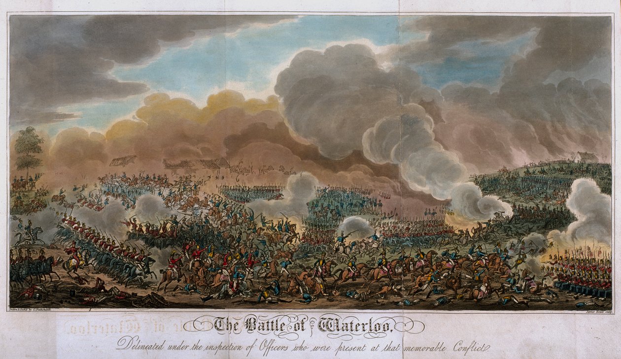 A Batalha de Waterloo, 1815, 1817 (aquatinta) de English School