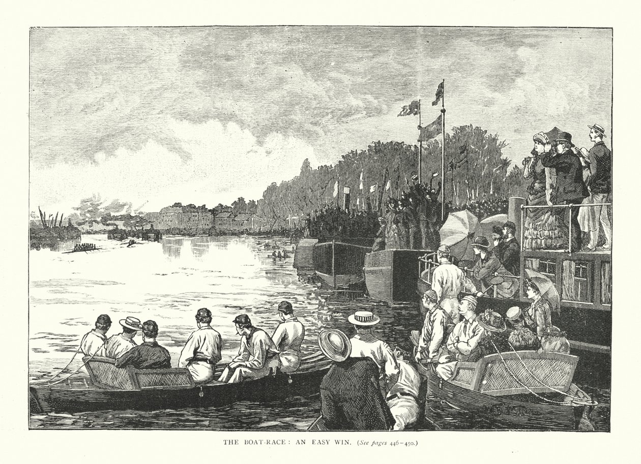A corrida de barcos, uma vitória fácil (gravura) de English School