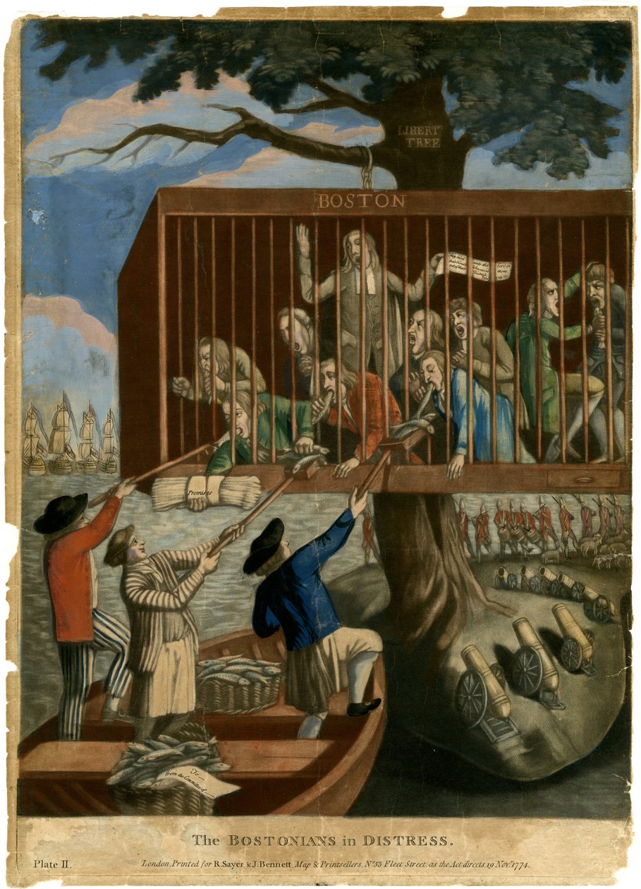 Os Bostonianos em perigo, 1774 de English School