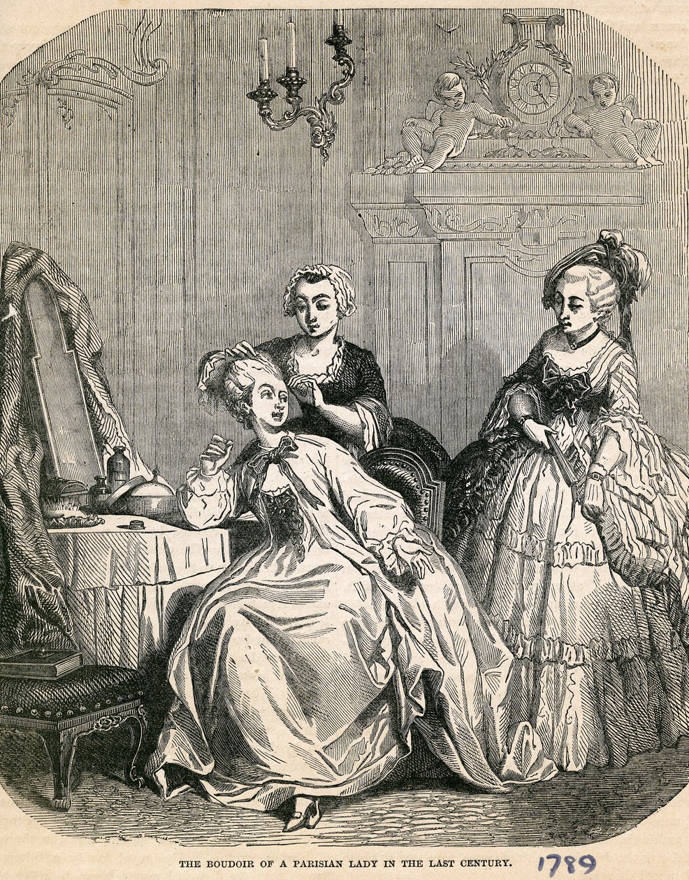 O Boudoir de uma dama parisiense no século passado, 1789 de English School