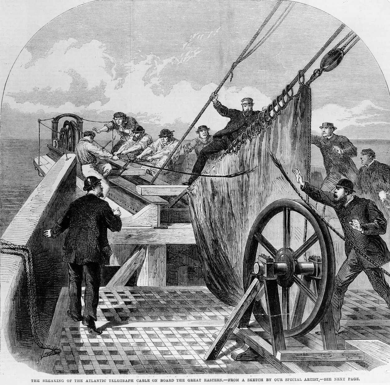 A Quebra do Cabo Telegráfico do Atlântico a Bordo do Grande Oriente,1865 (gravação) de English School