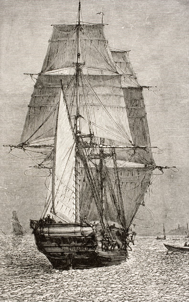 O Brig HMS Beagle, de &39;Journal of Researches&39;, de Charles Darwin (1809-92), publicado por Nelson and Sons, 1890 de English School