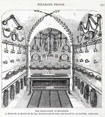 The Chain-Room at Millbank, de "The Criminal Prisons of London and Scenes of Prison Life" de Henry Mayhew (1812-87) e John Binny de English School