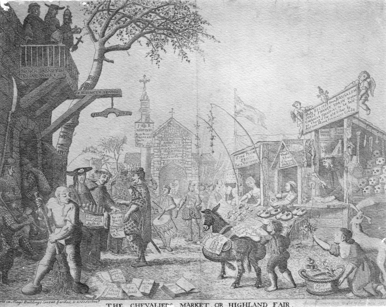 The Chevaliers Market, ou Highland Fair, publicado por George Bickham, o Jovem, 1745 de English School