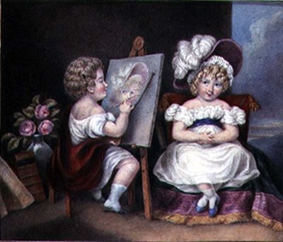 The Child Portraitist, c.1825 (aquarela sobre papel) de English School