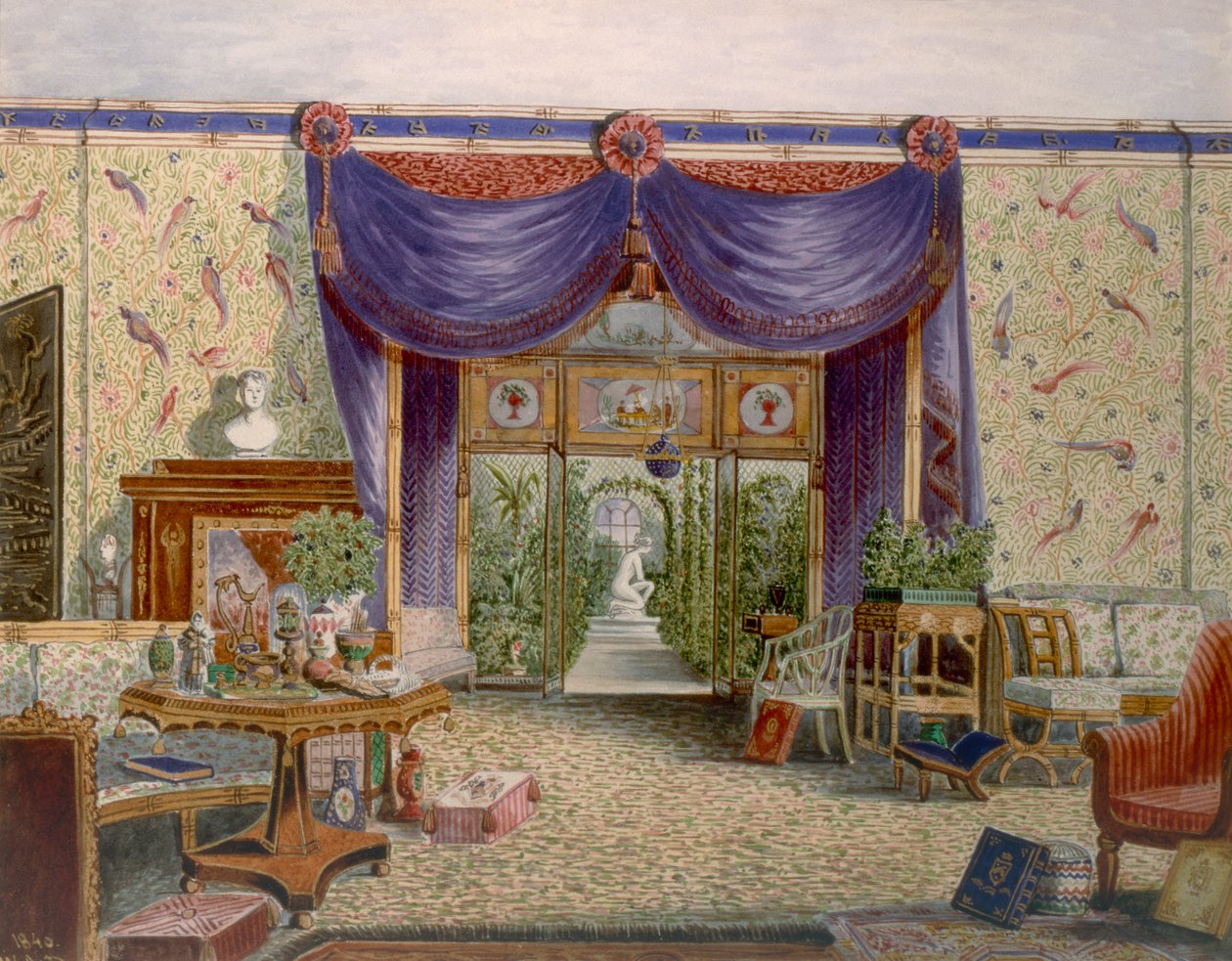 A Sala Chinesa em Middleton Park, Oxfordshire, 1840. de English School