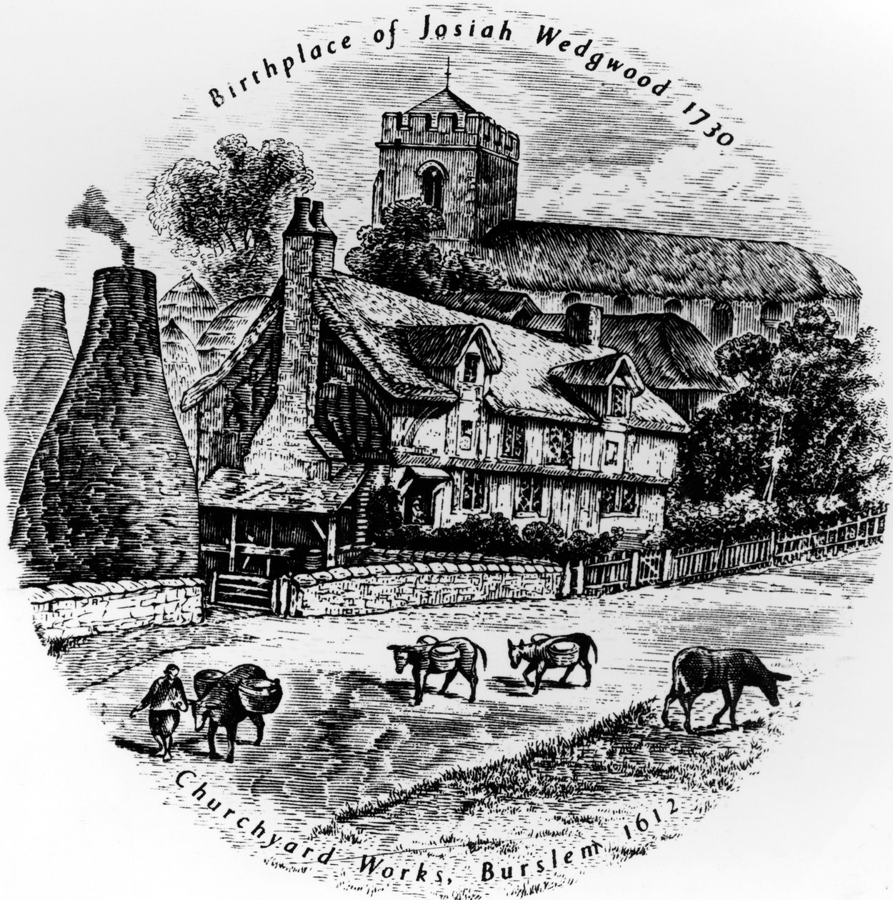 As obras do cemitério e a Igreja de St. Johns, Burslem, século XIX de English School