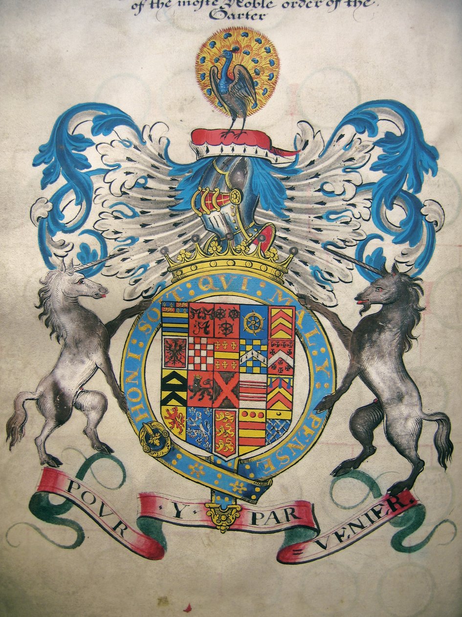 O Brasão de Francis, 6º Conde de Rutland (wc no papel) de English School