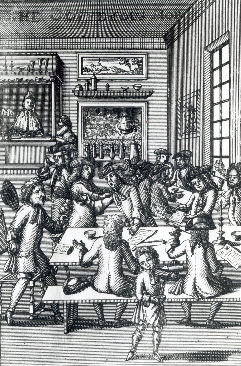 The Coffeehouse Mob, de Edward Ward, tirado de Vulgus Britannicus, 1710 de English School