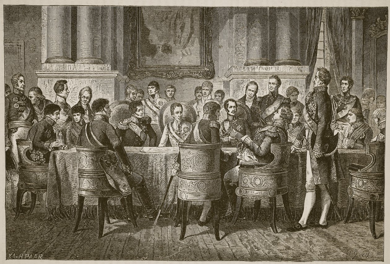 O Congresso de Viena, ilustração da história ilustrada de Cassells da Inglaterra (foto sépia) de English School