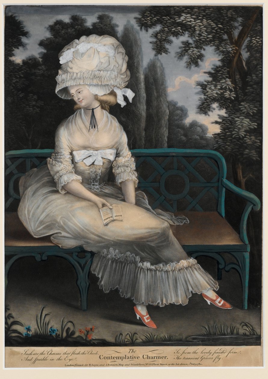 O encantador contemplativo, 1780 (mezzotint colorido à mão) de English School