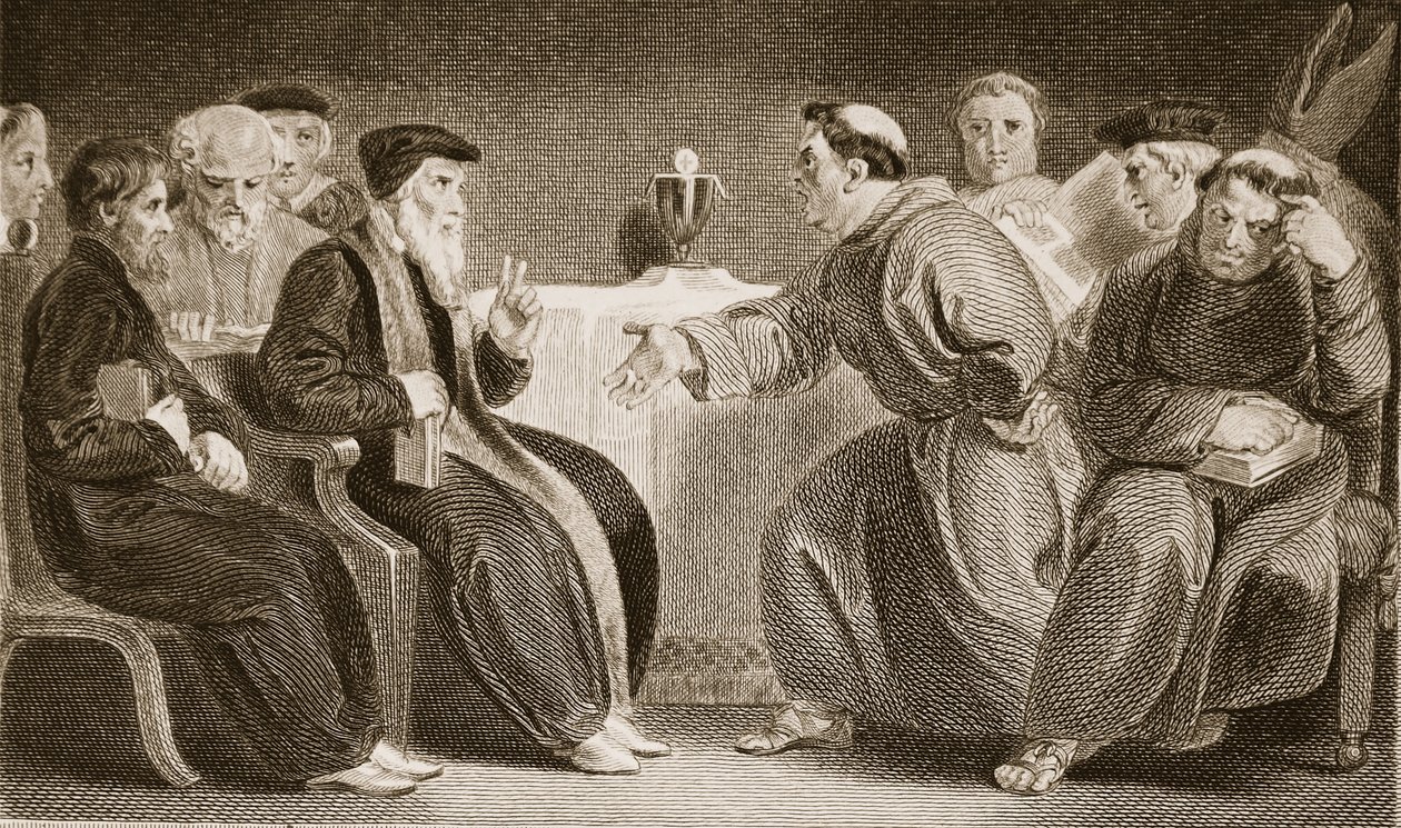 A convocação em Oxford, ilustração de David Humes A História da Inglaterra, pub. por R. Bowyer, Londres, 1812 de English School