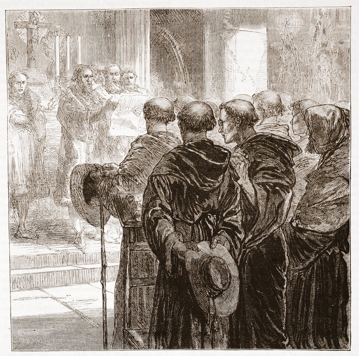Os Conselheiros dissolveram a ordem Agostiniana de Monges em Zurique, 1524, ilustração de A História do Protestantismo por James Aitken Wylie (1808-1890), pub. 1878 de English School