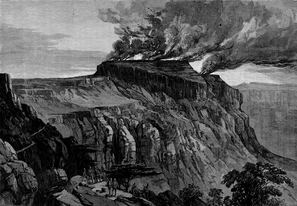 A destruição de Magdala, da expedição britânica à Abissínia, 1868 de English School