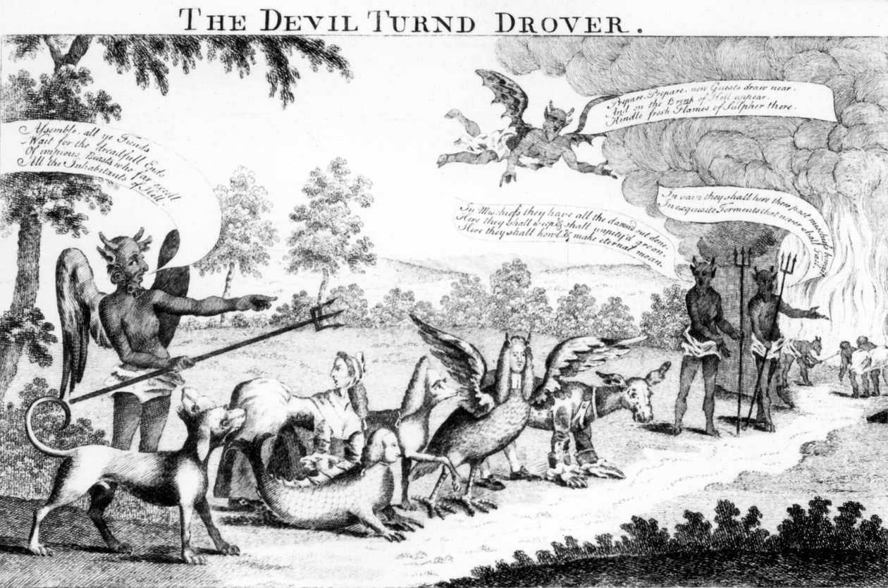 The Devil Turnd Drover, publicado por William Tringham, 1756 de English School