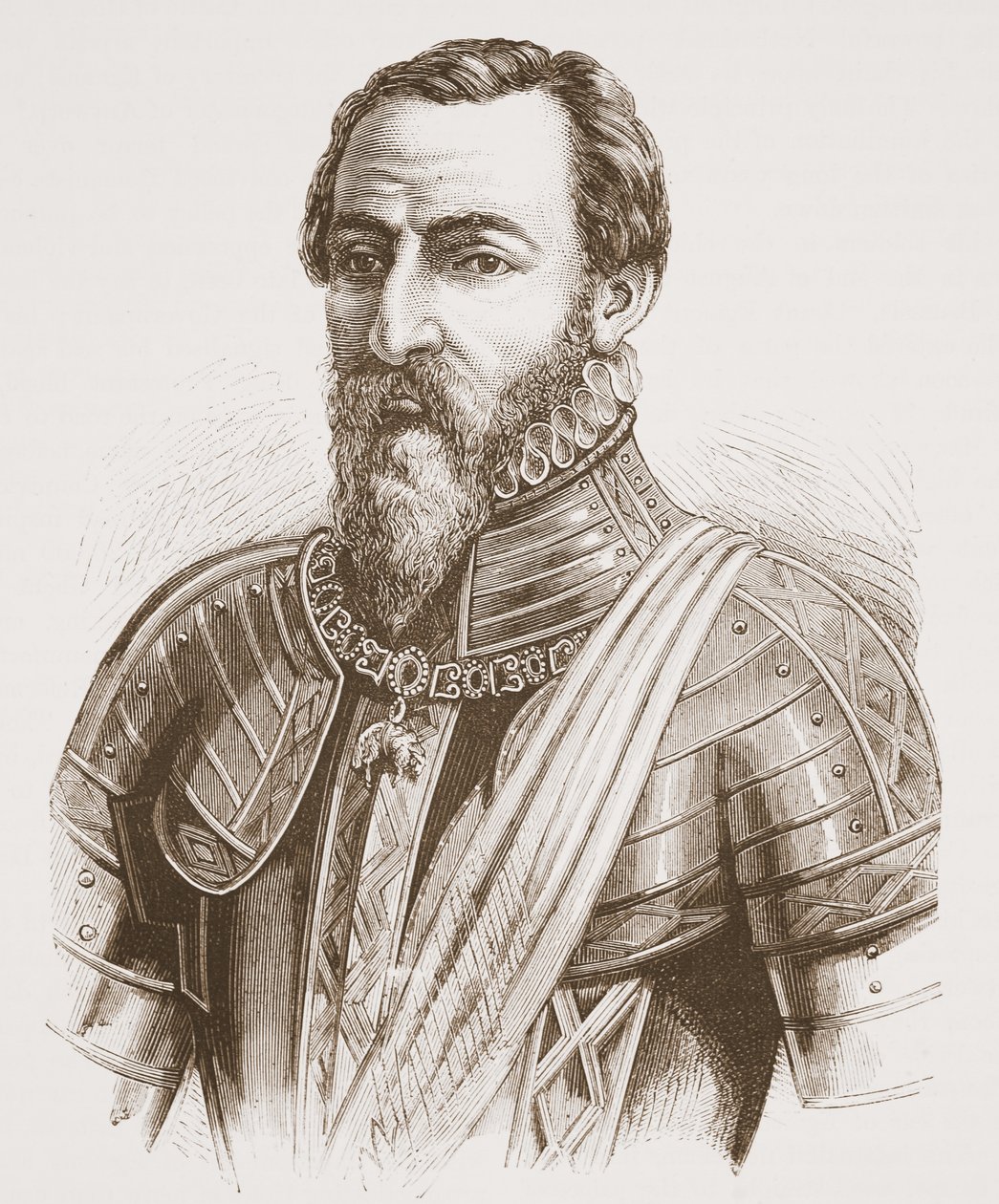 O duque de Alva (do retrato por Ticiano), ilustração da história do protestantismo por James Aitken Wylie (1808-1890), bar. 1878 de English School