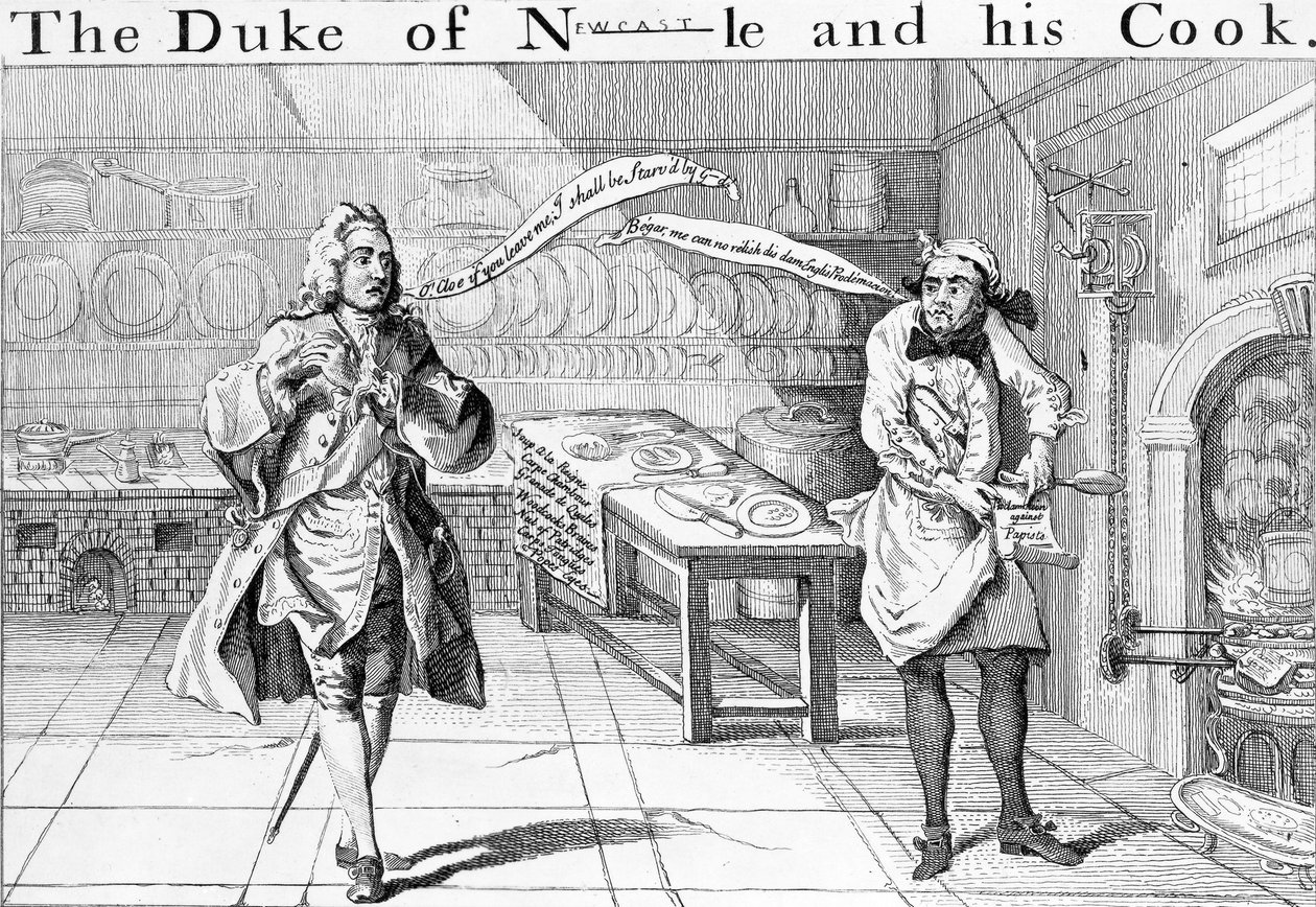 O duque de Newcastle e seu cozinheiro, c.1745 de English School