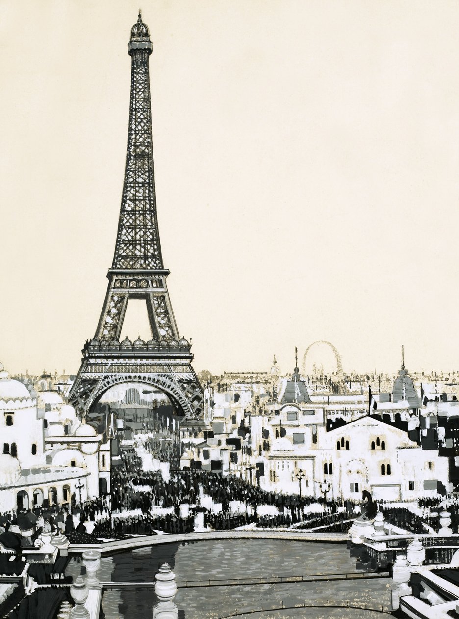 A Torre Eiffel domina o horizonte de Paris de English School