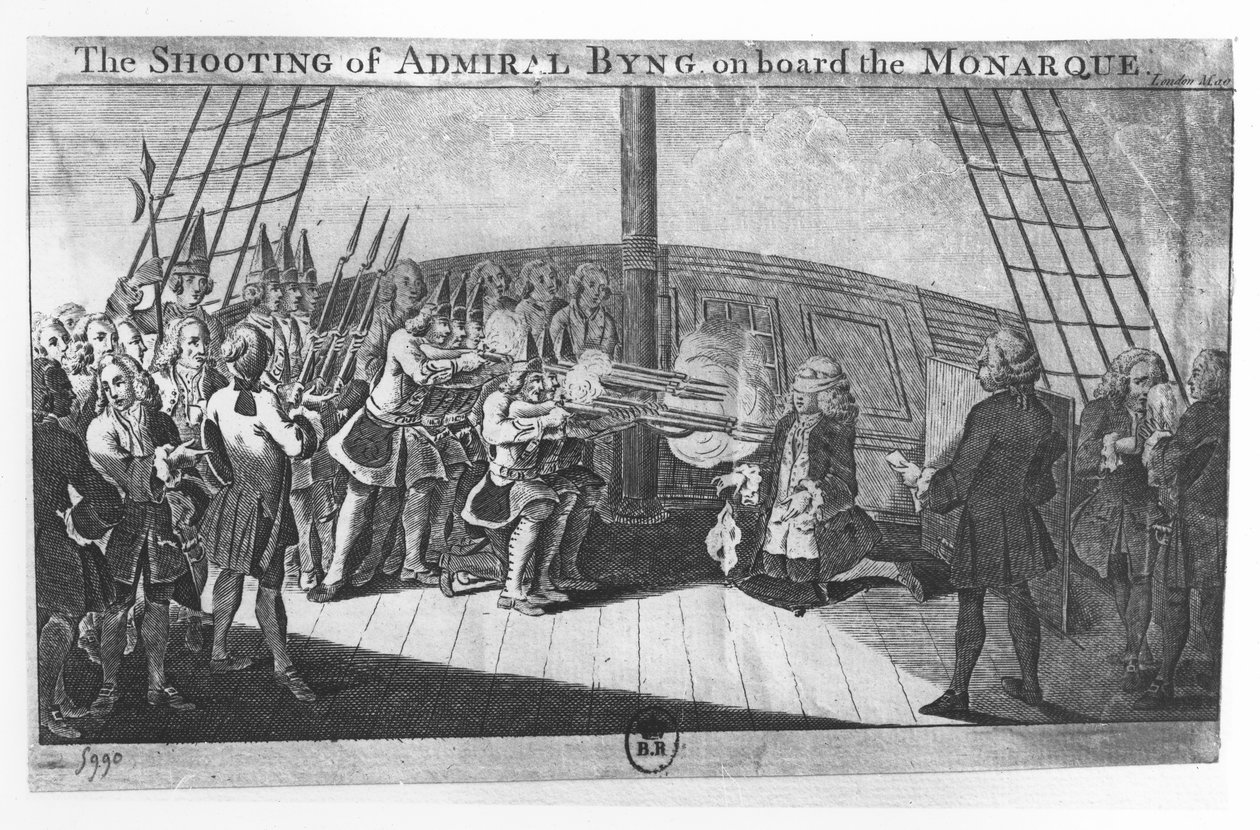 A execução de John Byng a bordo do Monarque de English School