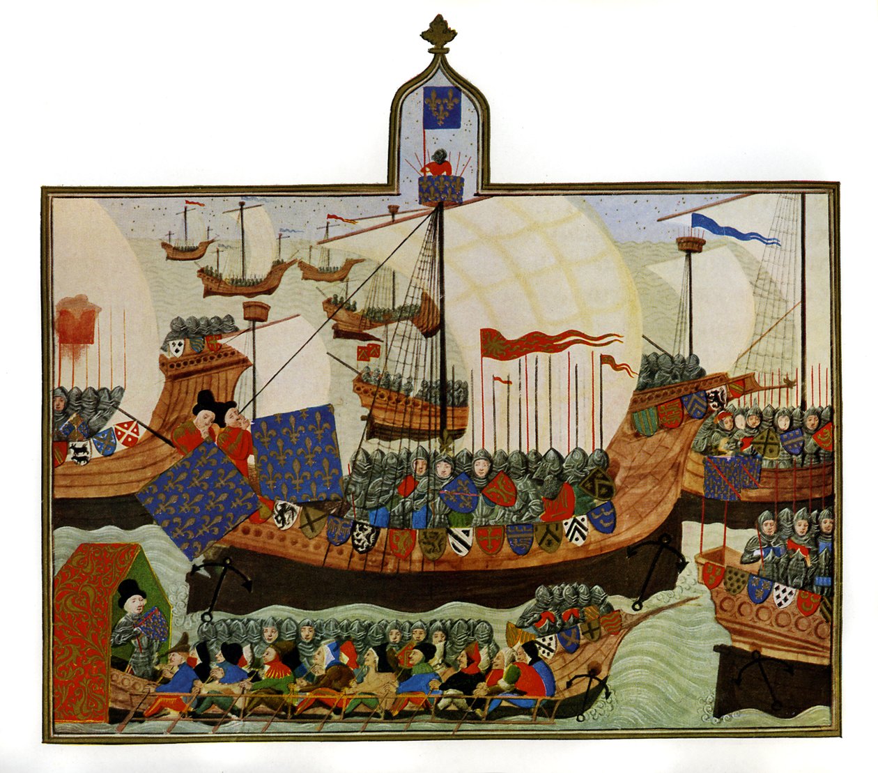 A expedição dos franceses e genoveses à Barbária, das "Crónicas de Froissart", ilustradas em "O cronista da cavalaria europeia de English School