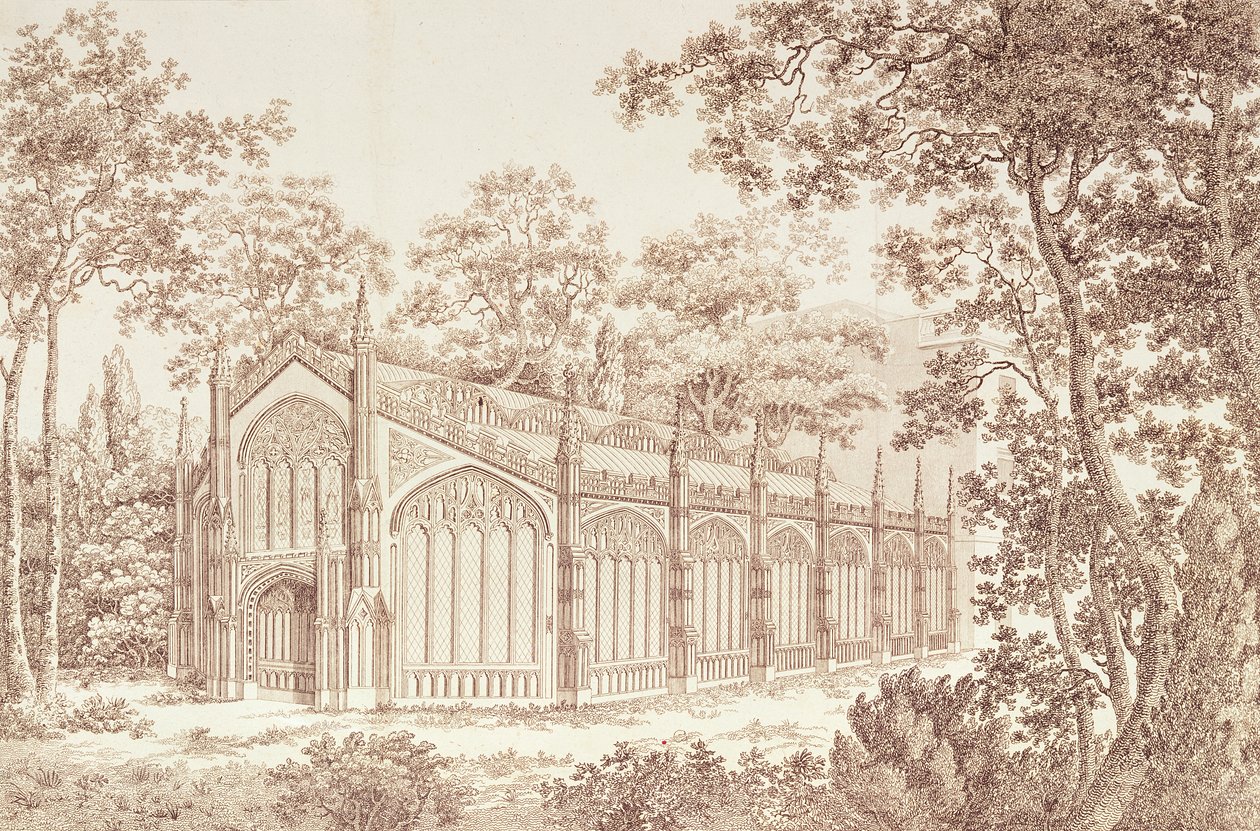 O Exterior do Conservatório do Príncipe de Gales na Carlton House, 1811 de English School