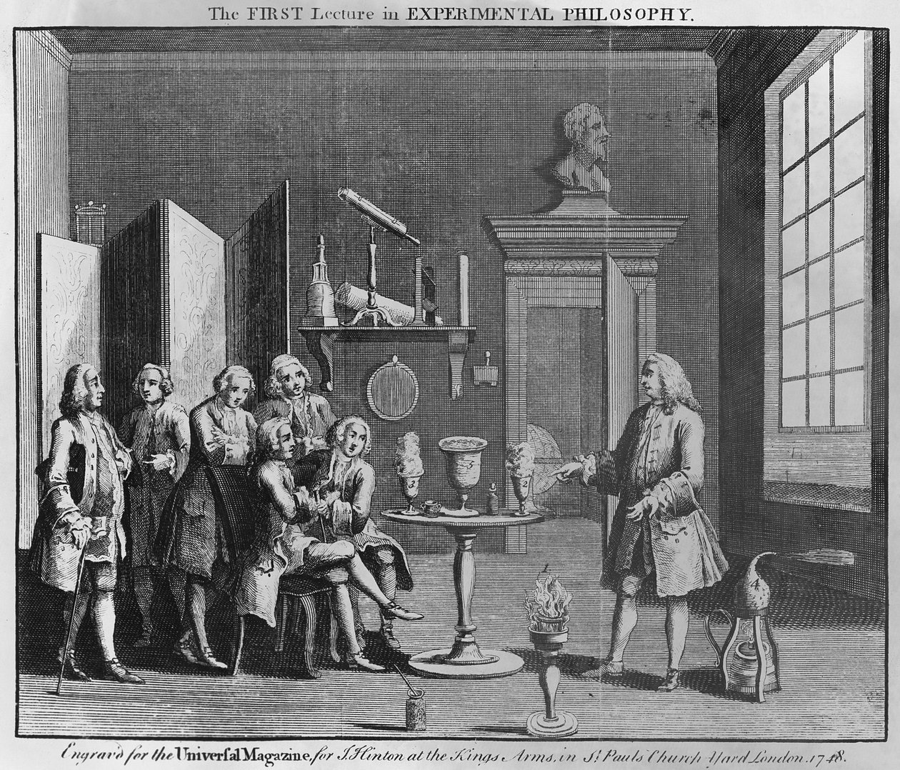 A Primeira Palestra em Filosofia Experimental, gravada para a Revista Universal, 1748 de English School