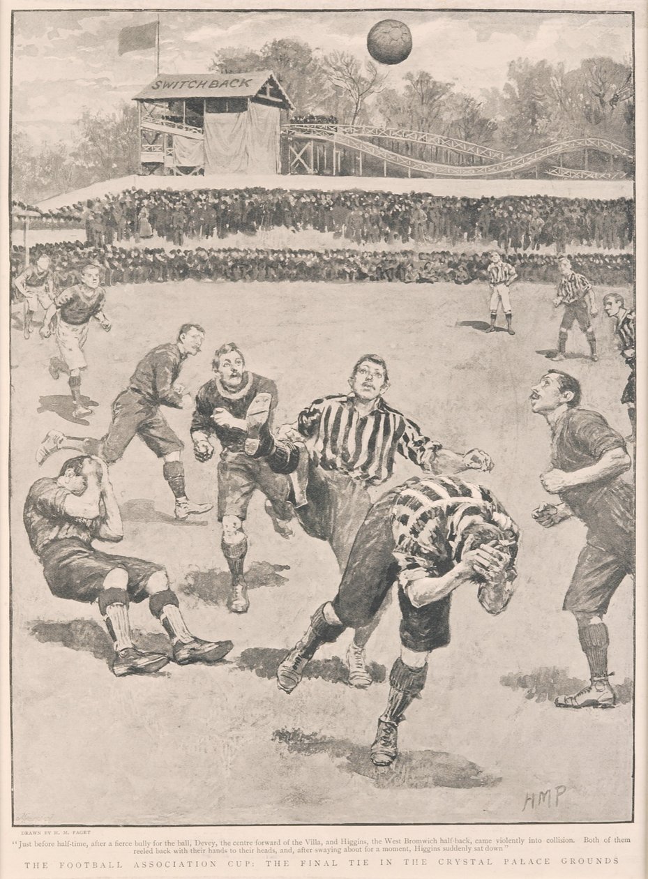 A copa da associação de futebol - o empate final no terreno do palácio de cristal, 1895 de English School