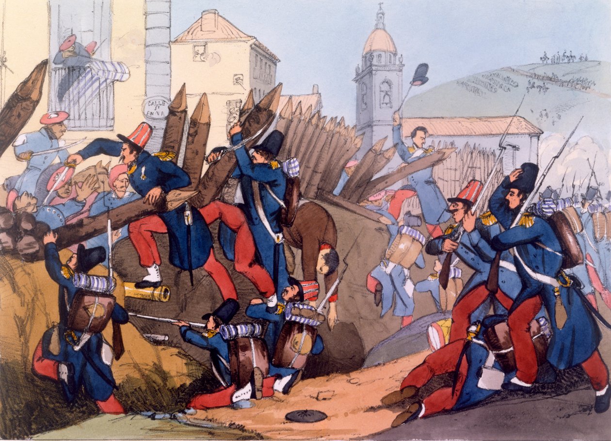 A Legião Francesa invadindo um Entrincheiramento Carlista, 1837 de English School